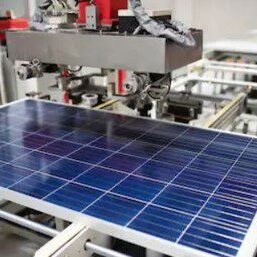 solarenergy1 A solar panel being made on the assembly line.
